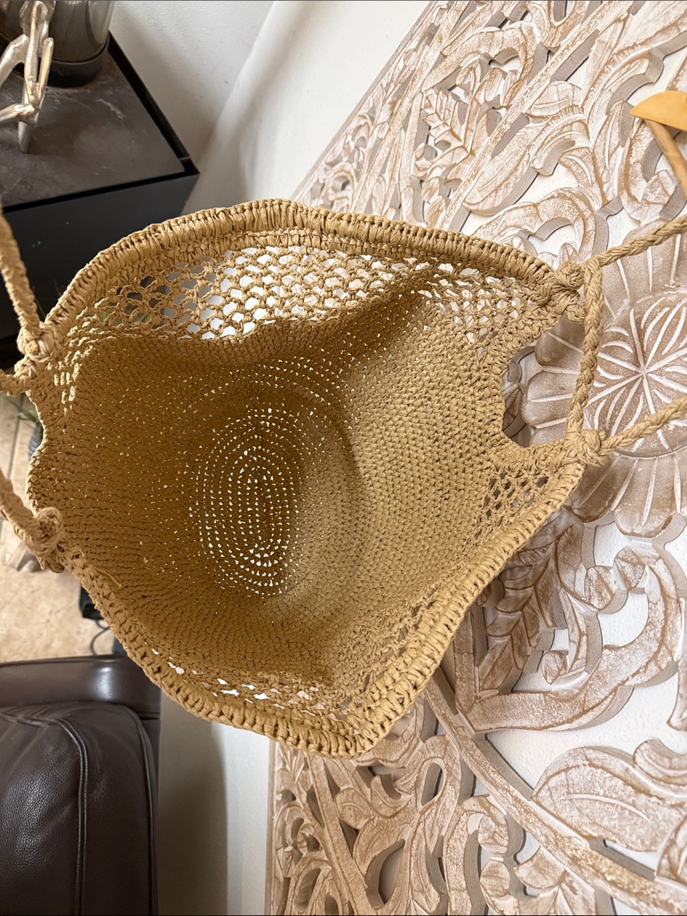 Woven Straw Tote Bag in Natural Tan - Brand - Picture 2 of 4